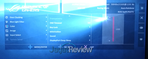 Hands-On Review Monitor: ASUS ROG SWIFT PG27UQ 17 System Setup Transparancy