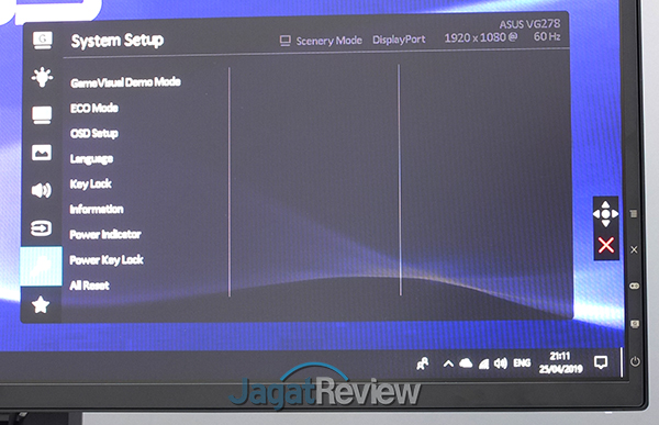 Hands-On Review Monitor: ASUS VG278QR 13 011 Menu System Setup VG278QR