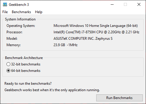 Geekbench 3 GUI