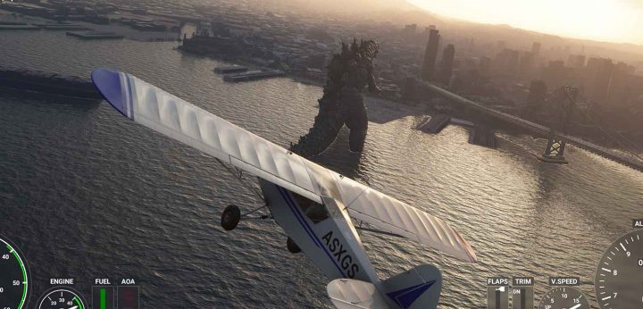 Modder Kini Suntikkan Elemen Fantasi ke Microsoft Flight Simulator 13 godzilla mfs