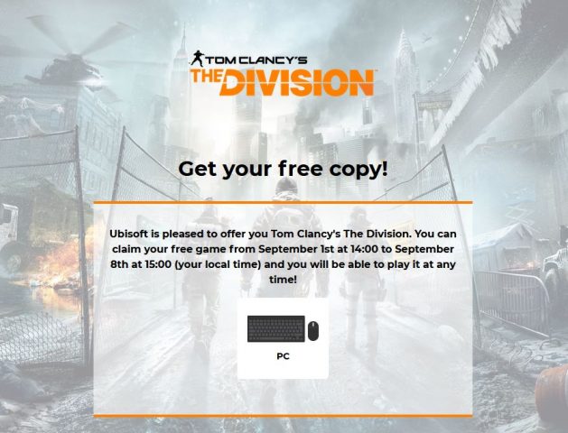 The Division Versi PC Kini GRATIS via uPlay! 5 the division pc