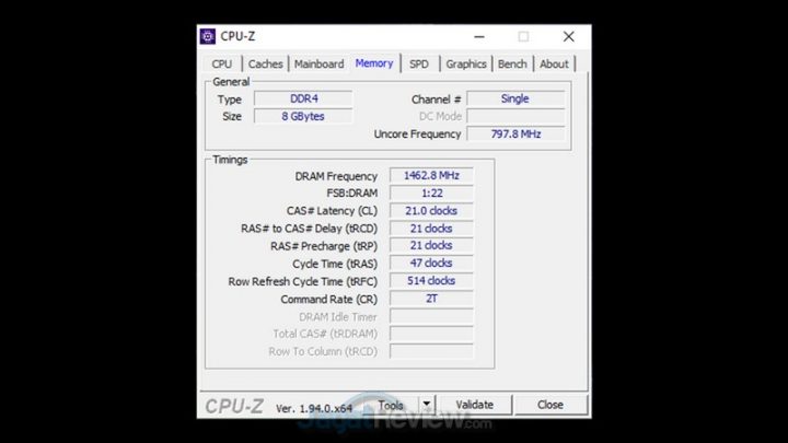 cpuz memory single 1