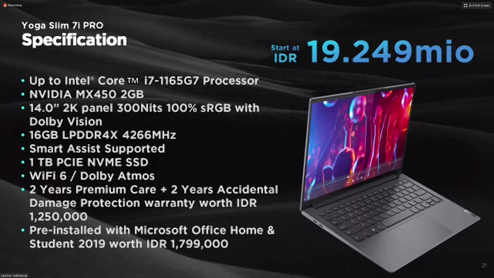 Jadi yang Pertama, Lenovo Indonesia Rilis Laptop Intel Core 11th Gen Yoga Slim 7i Pro 01