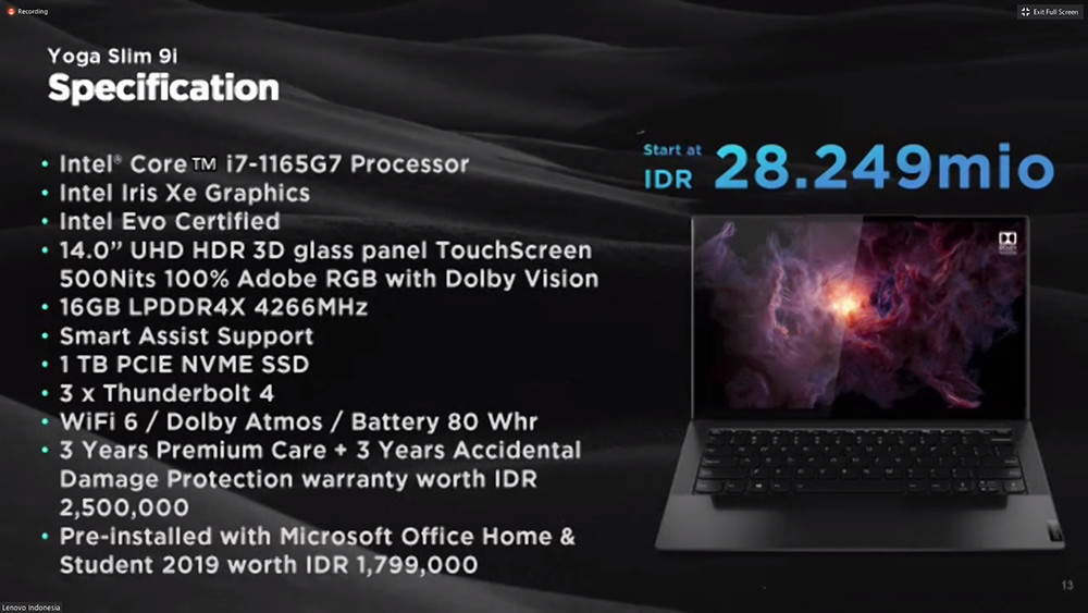 Jadi yang Pertama, Lenovo Indonesia Rilis Laptop Intel Core 11th Gen Yoga Slim 9i 02