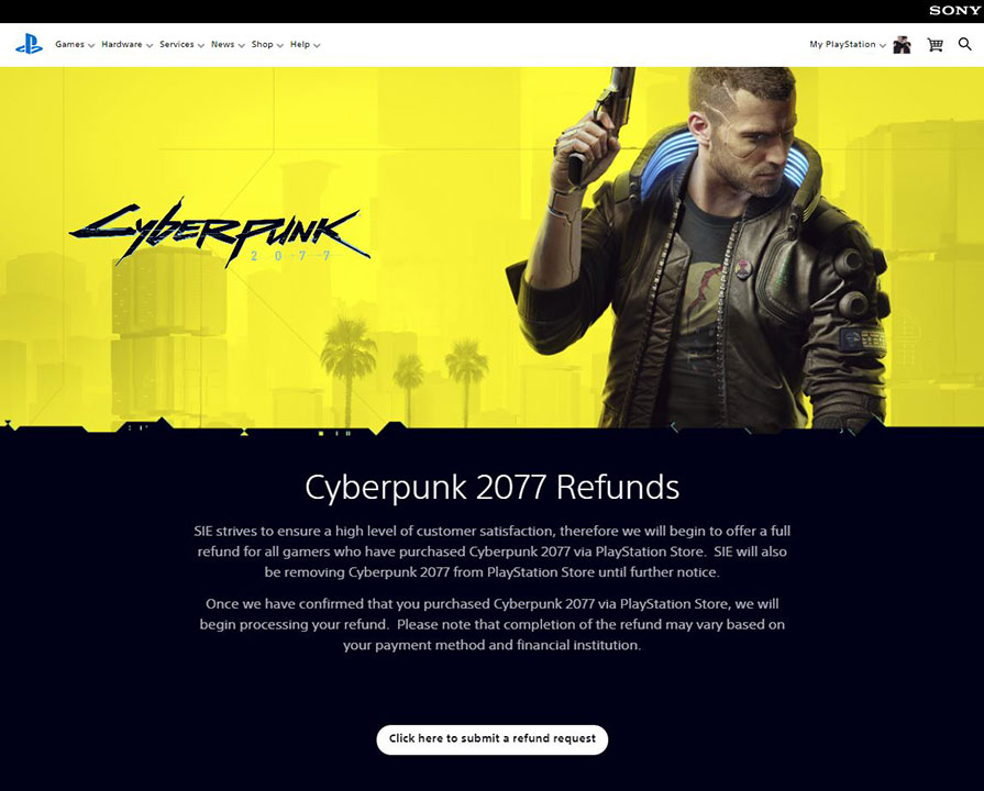 cyberpunk 2077 refund