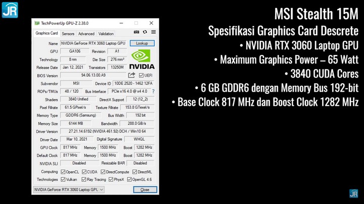 Review MSI Stealth 15M: Laptop Gaming Ultraportable, Sangat Tipis, Sangat Ringan 4 Nvidia RTX 3060
