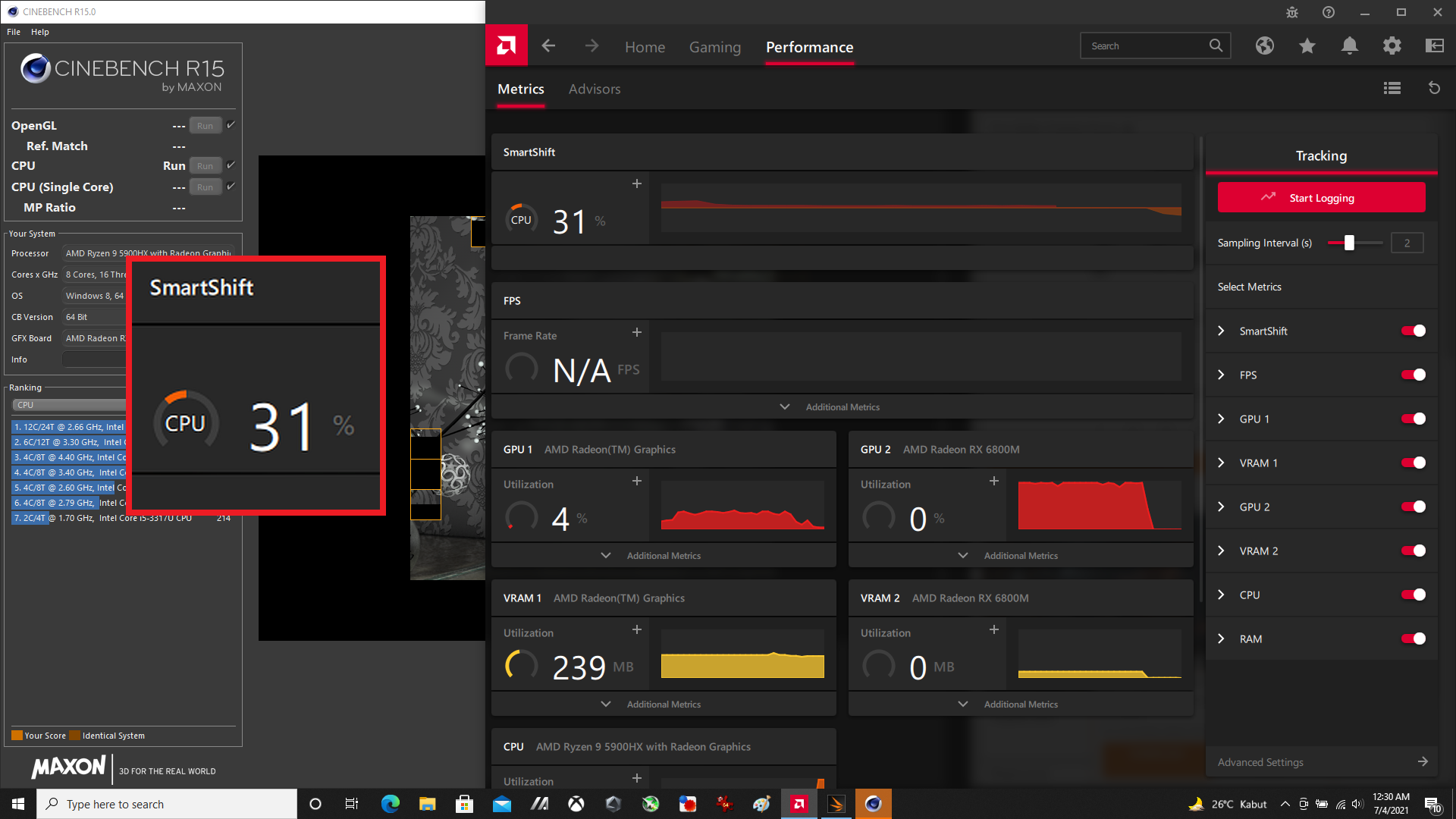 Review ASUS ROG STRIX G15 Advantage Edition (G513QY) : Full AMD dengan Ryzen 9 5900HX + Radeon RX 6800M 6 Smartshift2 CPU