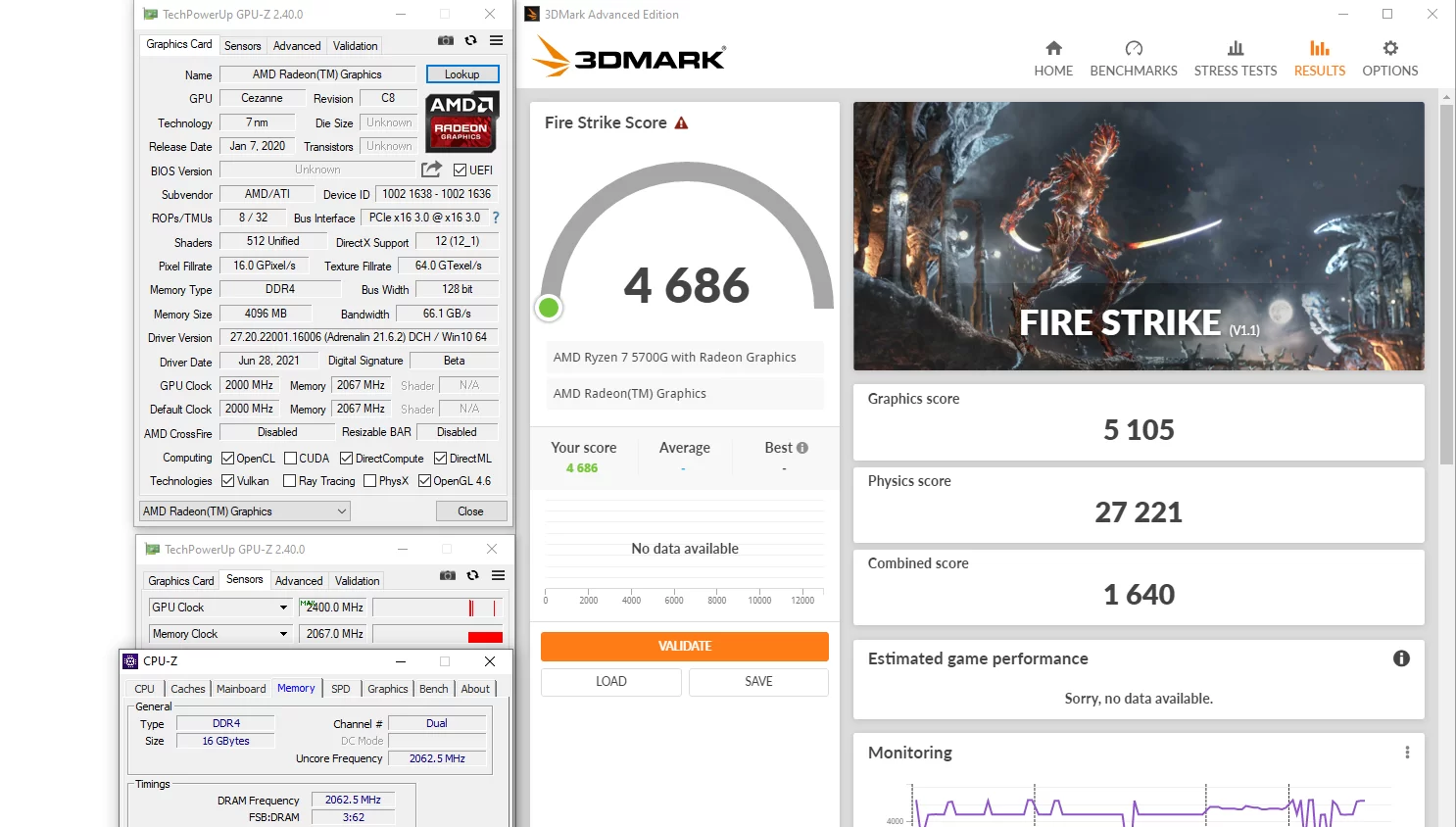 Test : Overclocking IGP Radeon Vega (Ryzen 7 5700G) di MSI B550I GAMING EGDE WIFI 12 5700G GPU OC