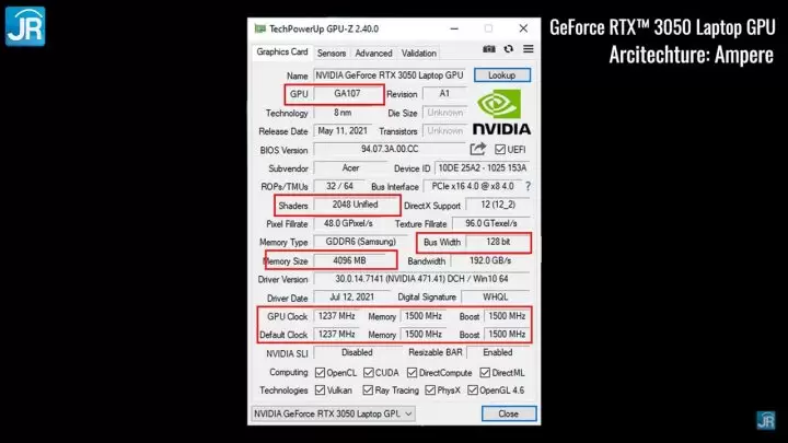 Review NVIDA GeForce RTX 3050 Ti & RTX 3050 di Laptop Acer Nitro 5 (2021) 6 Review NVIDIA Geforce RTX 3050 Series di Acer Nitro 5 2021