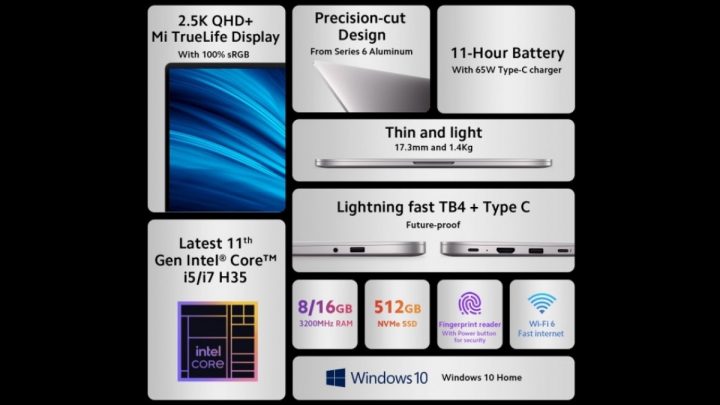 Mi Notebook Pro dan Mi Notebook Ultra Meluncur di India 5 Spesifikasi Mi Notebook Pro