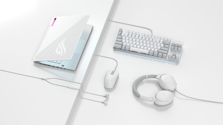 Direct Release: ASUS ROG Luncurkan Aksesoris Gaming Moonlight White 2 ROG Strix Scope NX TKL Strix Impact II_Strix Go Core_Cetra II Core Moonlight White 3D