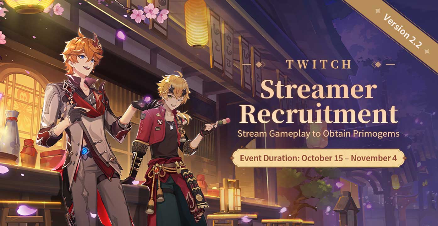Genshin: Stream Game Kita di Twitch, Dapat Primogems! 15 streamer recruitment