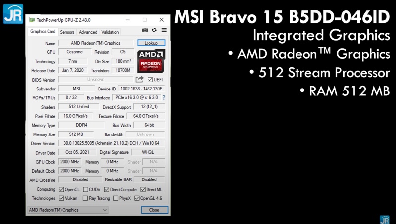 Review MSI Bravo 15 B5DD-046ID: Laptop Gaming Murah dengan AMD Ryzen dan Radeon 4 igp 2