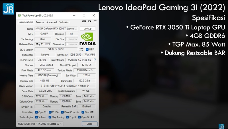 lenovo ideapad gaming 3i 2022 Intel Core 12 8