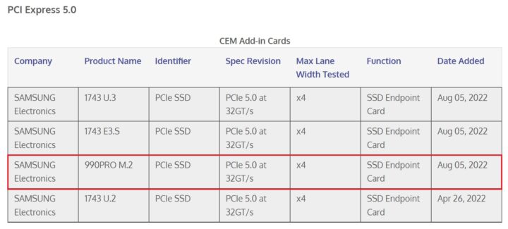 SSD Samsung 990 Pro PCIe 5.0