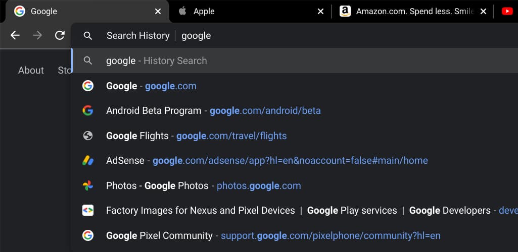 Chrome Omnibox search history 4