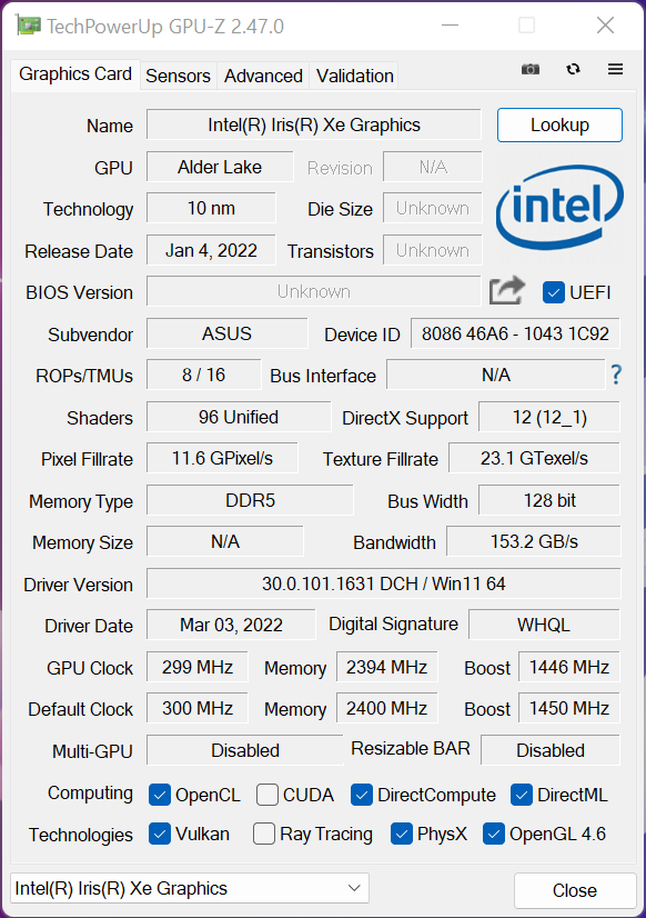 Review ASUS ROG Strix SCAR 15 G533Z: Laptop Gaming Kencang dengan Core i9 12th Gen 4 gpuz igp
