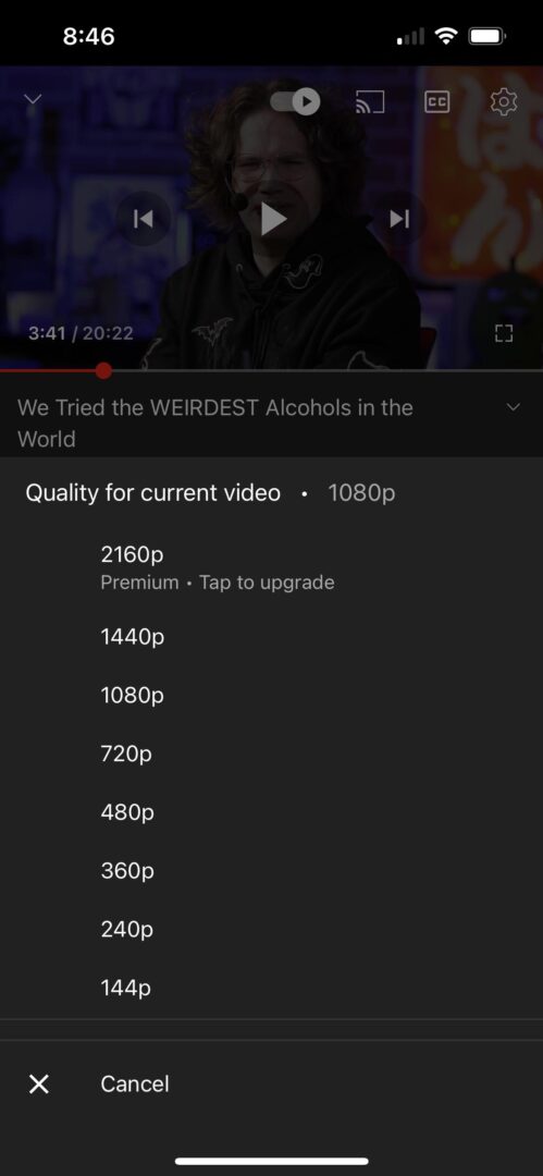 YouTube 4K video butuh upgrade ke Premium