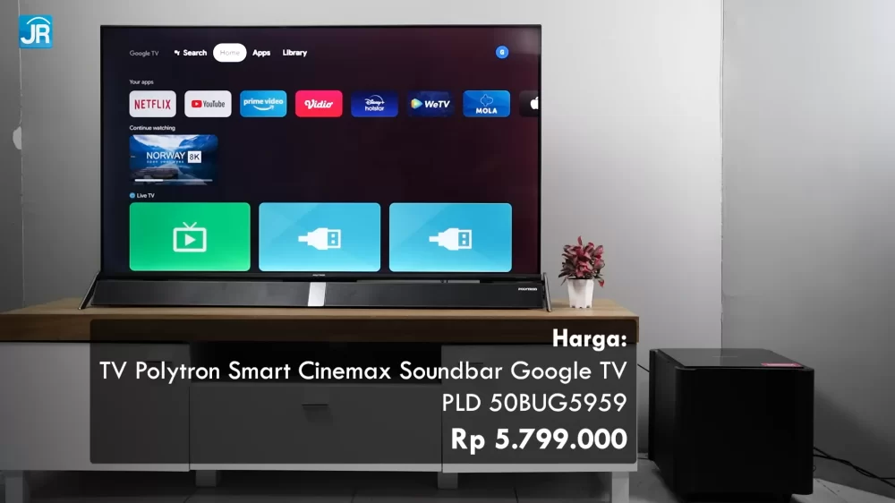 Polytron Smart Cinemax Soundbar Google TV PLD 50BUG5959 SmartTV 4K