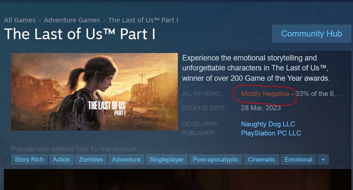 Penuh Masalah Teknis, The Last of Us Part I Versi PC Dihujani Review Negatif 7 461d3022d6191bfdbaabe100a745ef9a