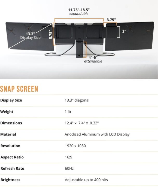 Xebec Snap, Monitor Eksternal Laptop dengan Mounting Unik 2 Xebec portable monitor