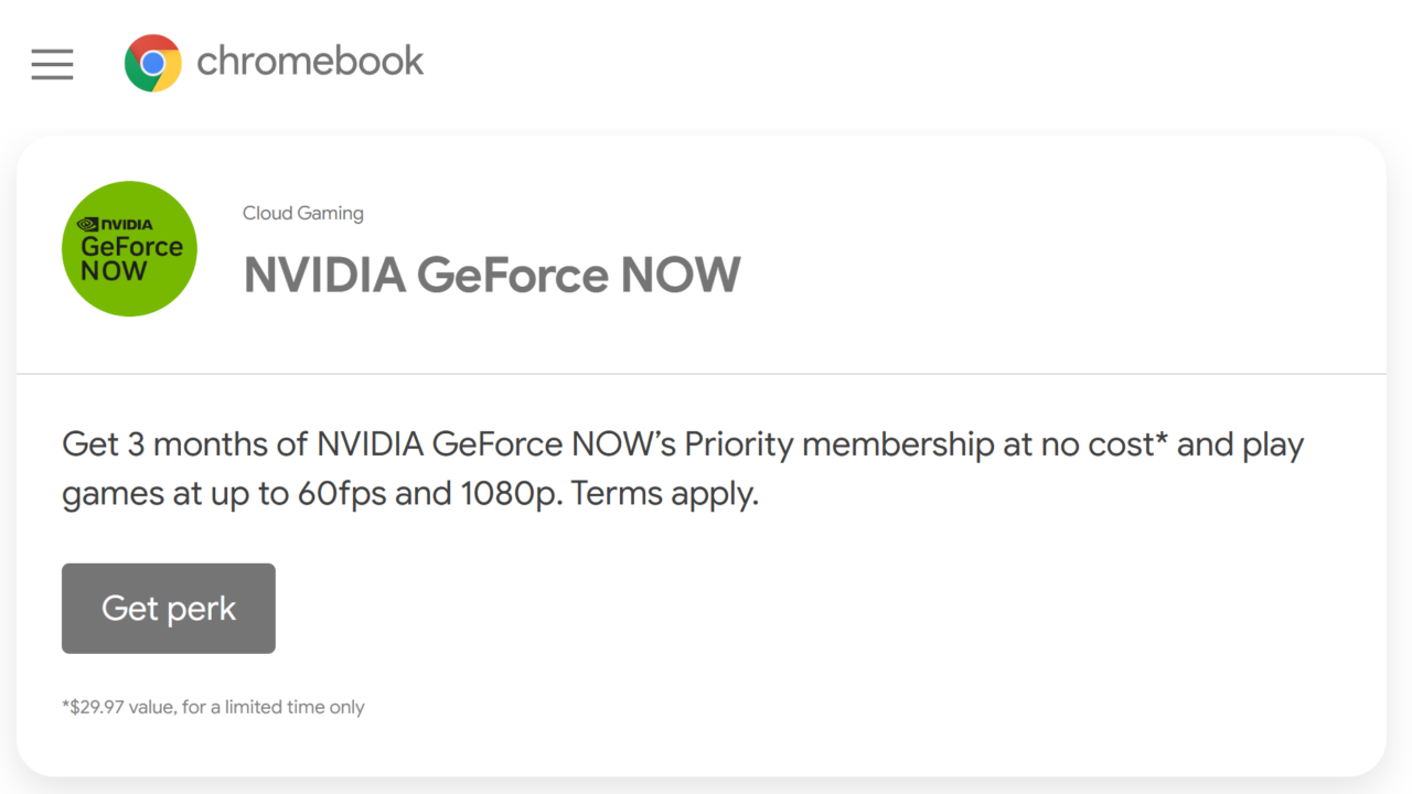 Chromebook  Uji Coba Gratis GeForce Now 