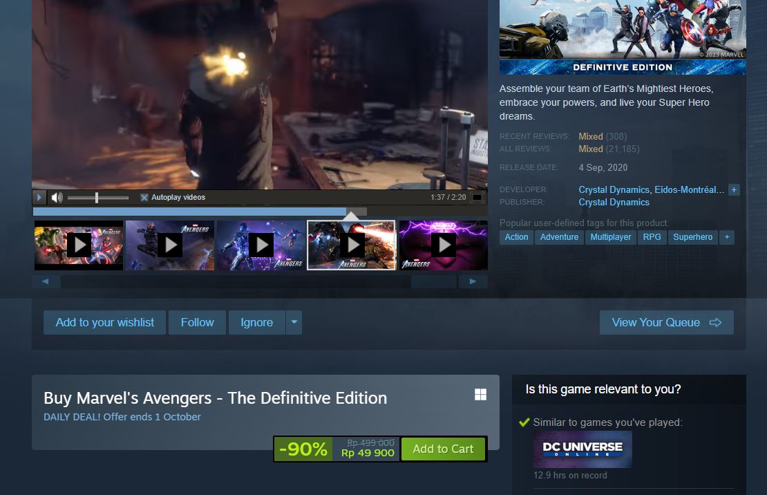 Akan Ditarik dari Peredaran, Marvel’s Avengers Tinggal 50 Ribu Rupiah di Steam 6 af7caf469cdf28887dddf9e35aa89f09