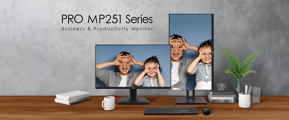 MSI PRO MP251 Series yang dilengkapi dengan ErgoEyes pertama di dunia.