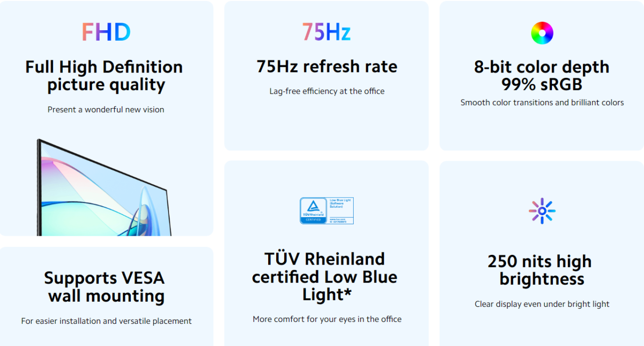 Xiaomi Monitor A22i Resmi di Indonesia, Full HD, 75Hz, Harga Rp 1,1 Juta 2 Xiaomi Monitor A22i