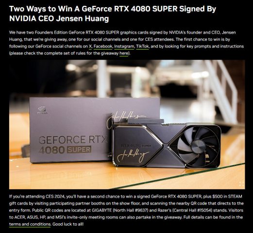 NVIDIA Giveaway GeForce RTX 4080 SUPER FE
