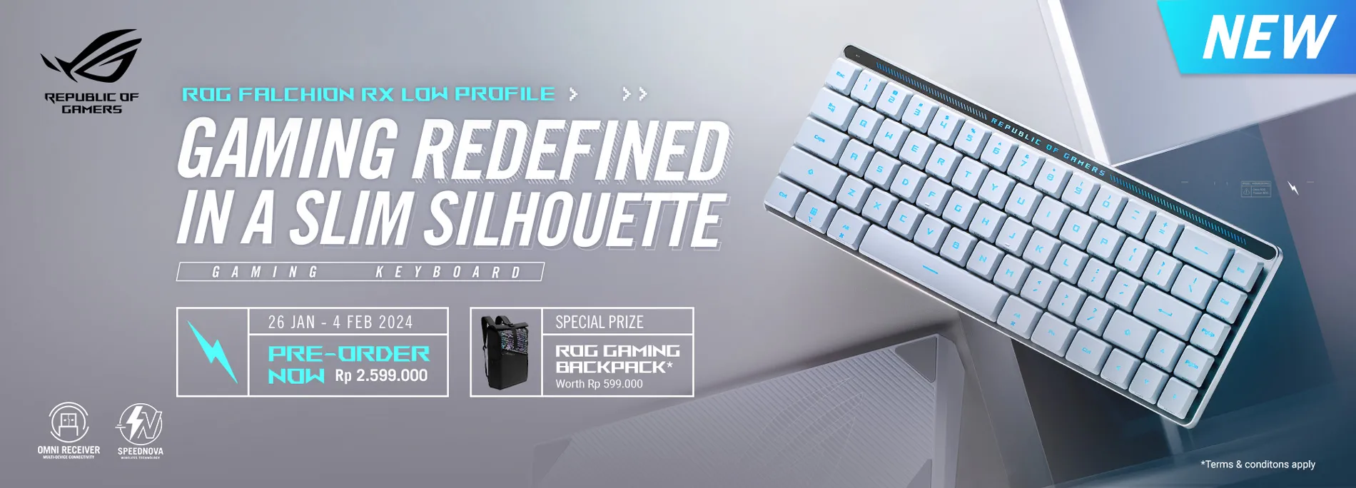ASUS ROG Falchion Rilis, Keyboard Mechanical Wireless Low Profile 1 ROG Falchion RX Low Profile