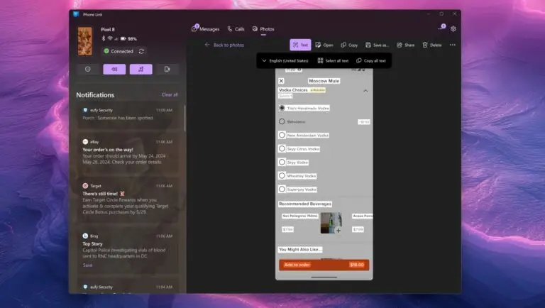Aplikasi Phone Link Di Windows Dapat Fitur Baru Untuk Menyalin Teks dari Gambar 2 Windows 11 Phone Link Copy Image Text From Android Phone 768x434 1
