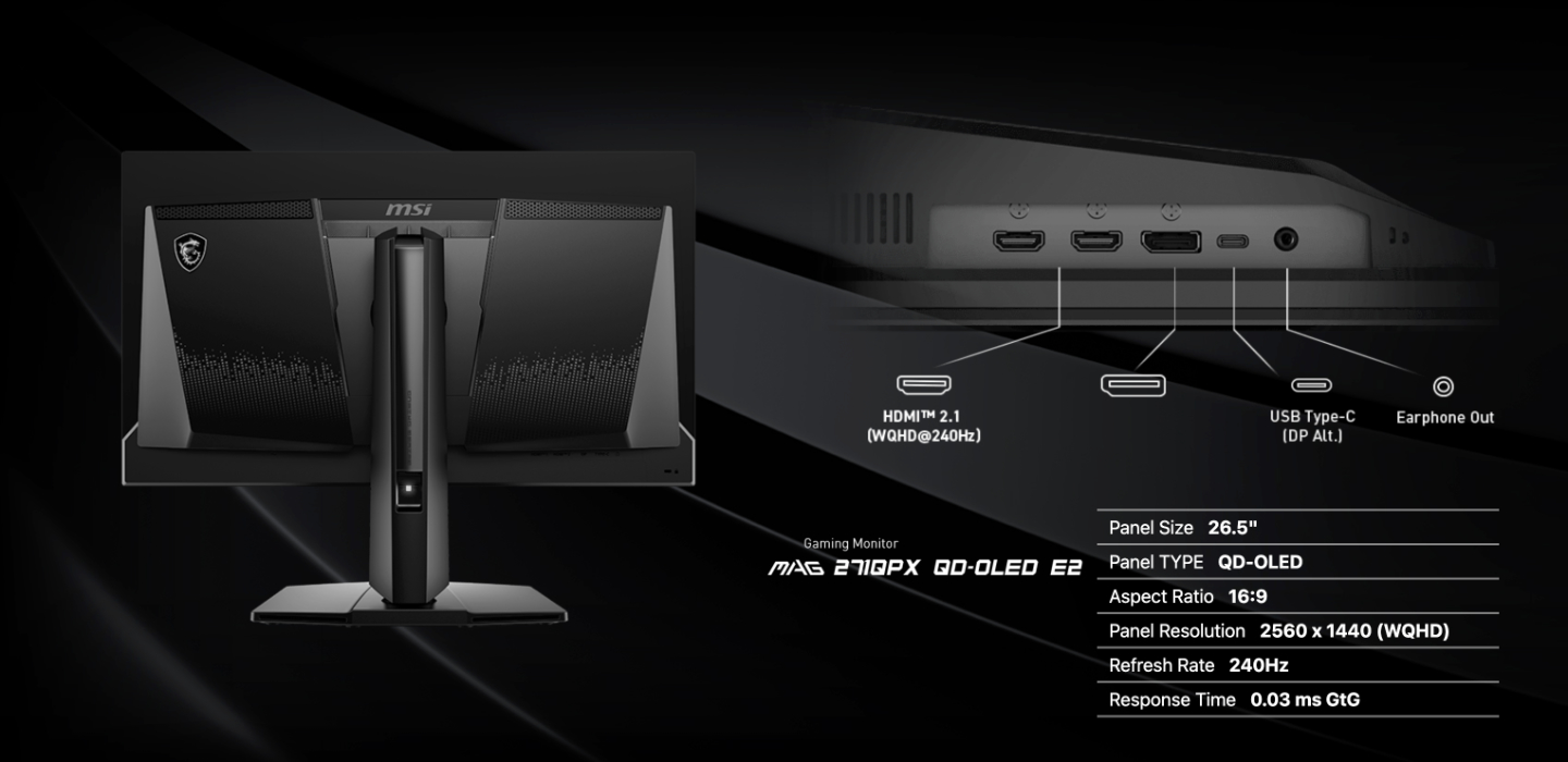 MSI Umumkan Monitor Gaming dengan Panel QD-OLED Gen 3 2 msi mag 271qpx e2 bottom