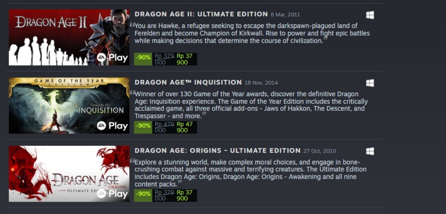 Diskon 90%, 3 Game Dragon Age Cuma 125 Ribu Rupiah di Steam! 6 c6df3453c4713b365da7c9f7d4004485