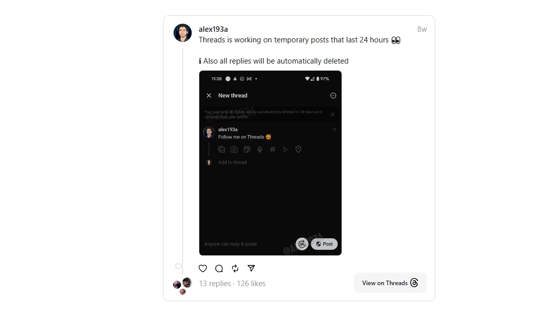 Threads Uji Coba Timer Postingan, Bisa Hapus Otomatis 11 Threads timer posting