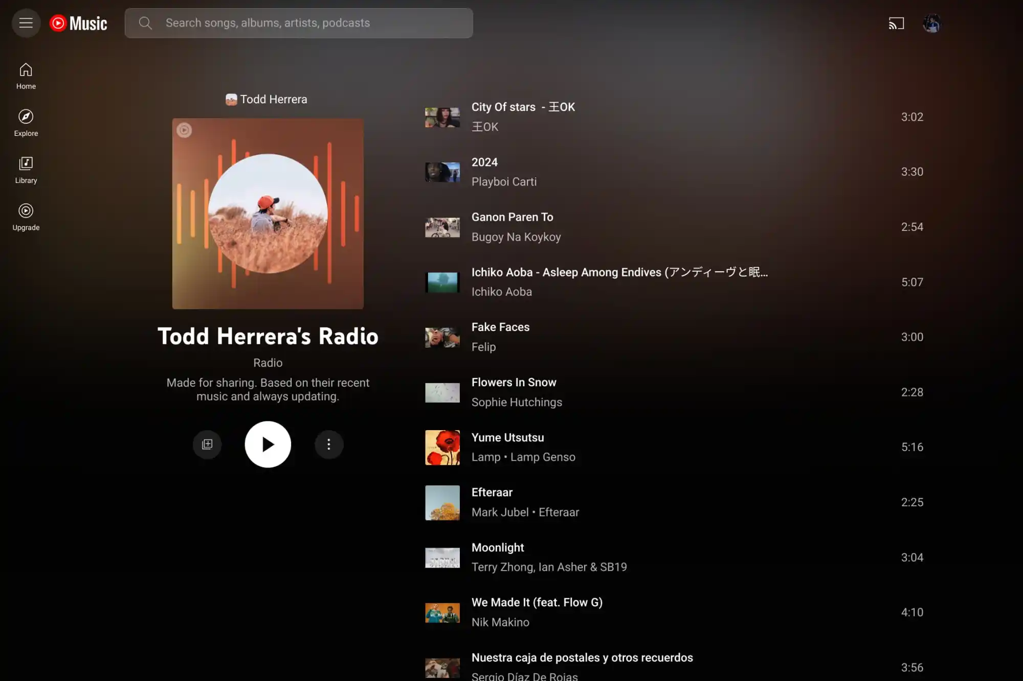 youtube music personal radio