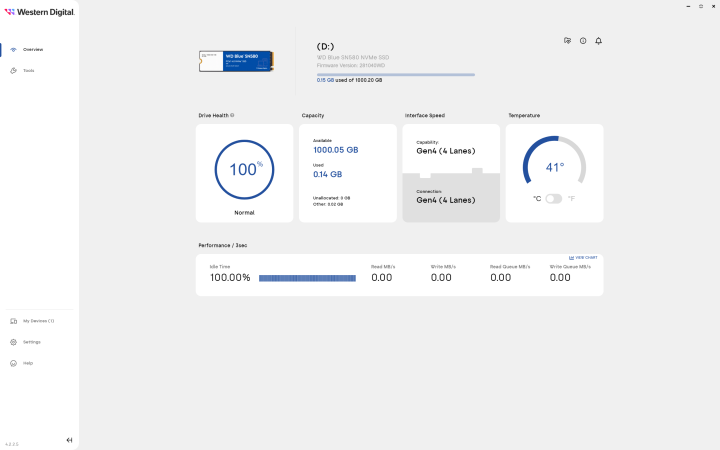 Software Western Digital Dashboard dari WD Blue SN580 NVMe SSD