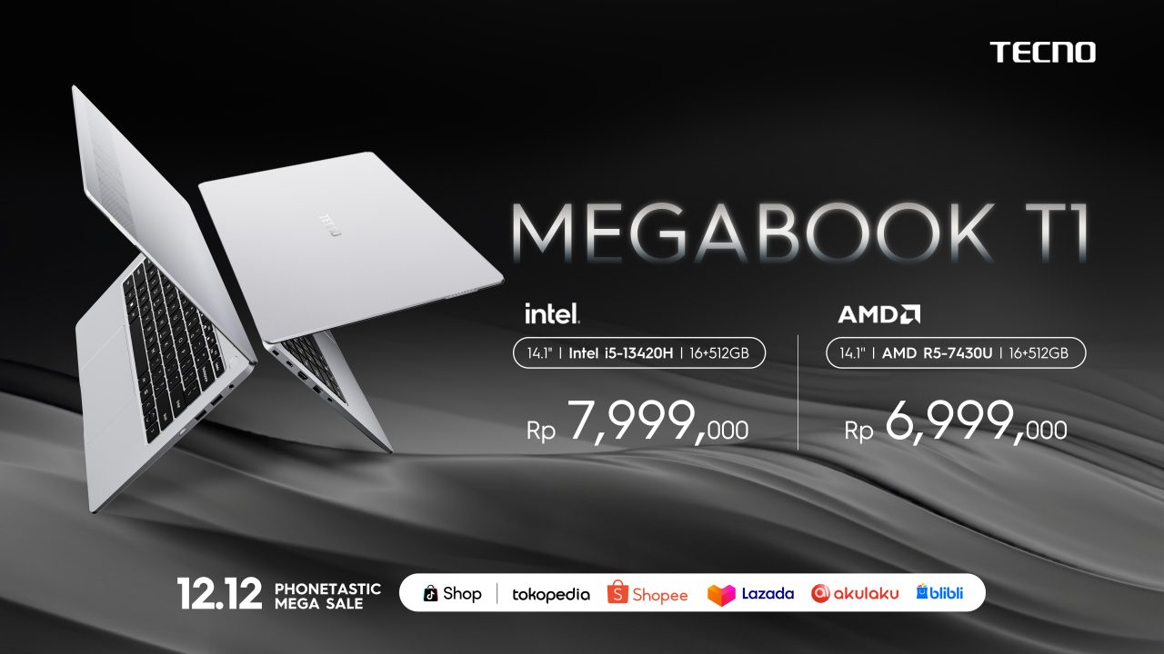 Tecno Megabook T1 Bawa Opsi Prosesor Baru: Intel Core i5 Gen 13 dan AMD Ryzen 5 7430U 1 Megabook T1 Intel & AMD