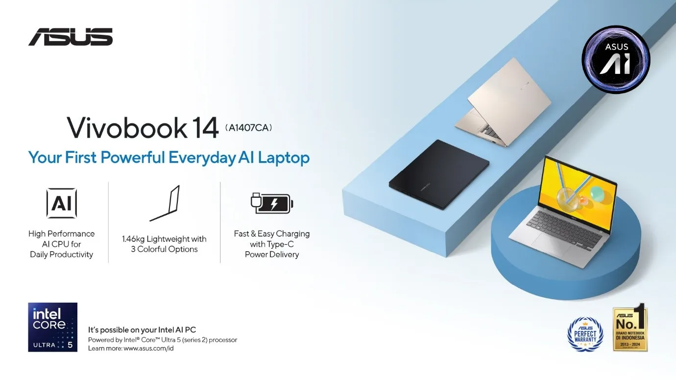 ASUS Vivobook 14 (A1407CA) Edisi 2025 Kini Hadir dengan Intel Core Ultra Series 2