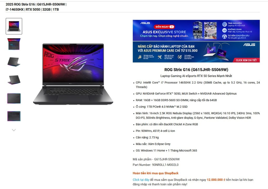 Belum Dirilis, RTX 5050 Versi Laptop Muncul di ASUS ROG Strix G16 2 Asus ROG Strix G16 RTX 5050