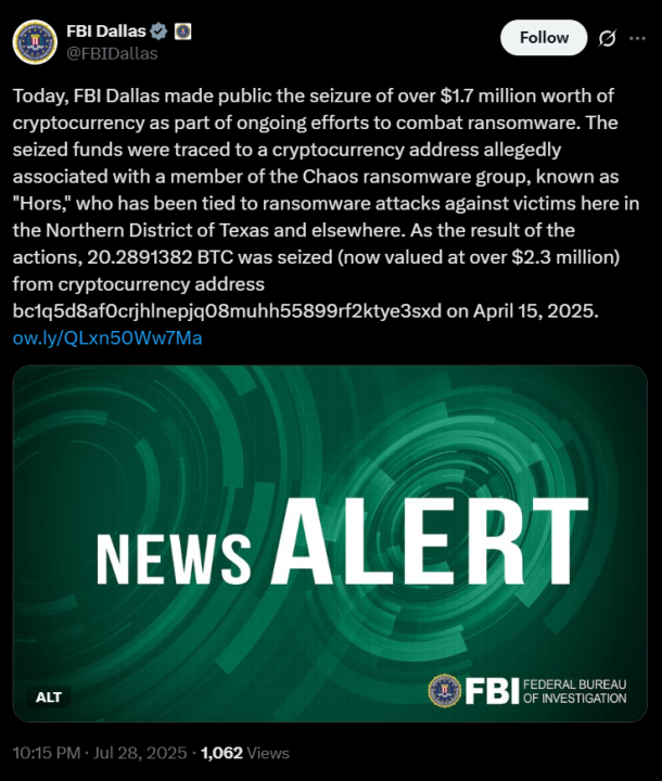Bitcoin Hacker Ransomware Disita FBI, Totalnya Sekitar USD 2,4 Juta 2 Bitcoin