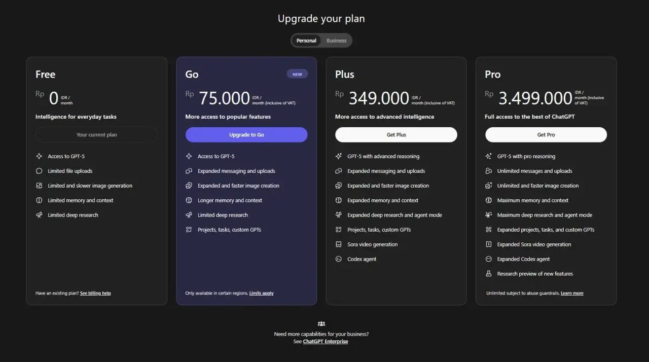ChatGPT Go Resmi Hadir di Indonesia, Langganan Mulai Rp 75 Ribu 1 ChatGPT Go