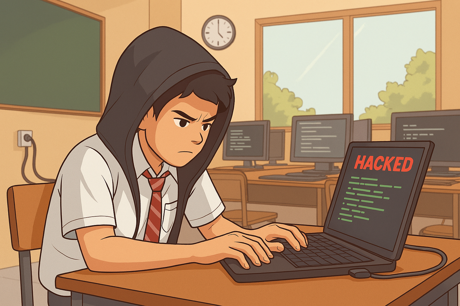 Pelajar hack sekolah sendiri