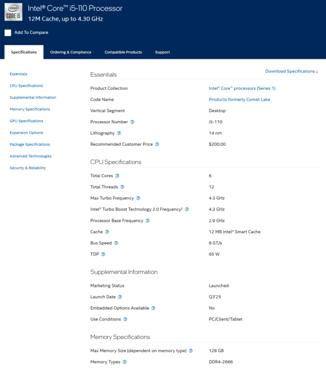 Intel Rilis Core i5-110, Hidupkan Lagi Core i5-10400? 2 Core i5 110