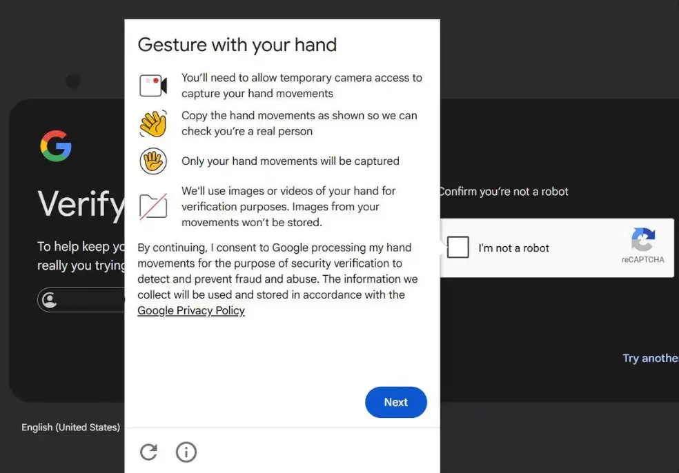 Google Uji reCAPTCHA Pakai Scan Telapak Tangan, Berhasil? 4 reCAPTCHA
