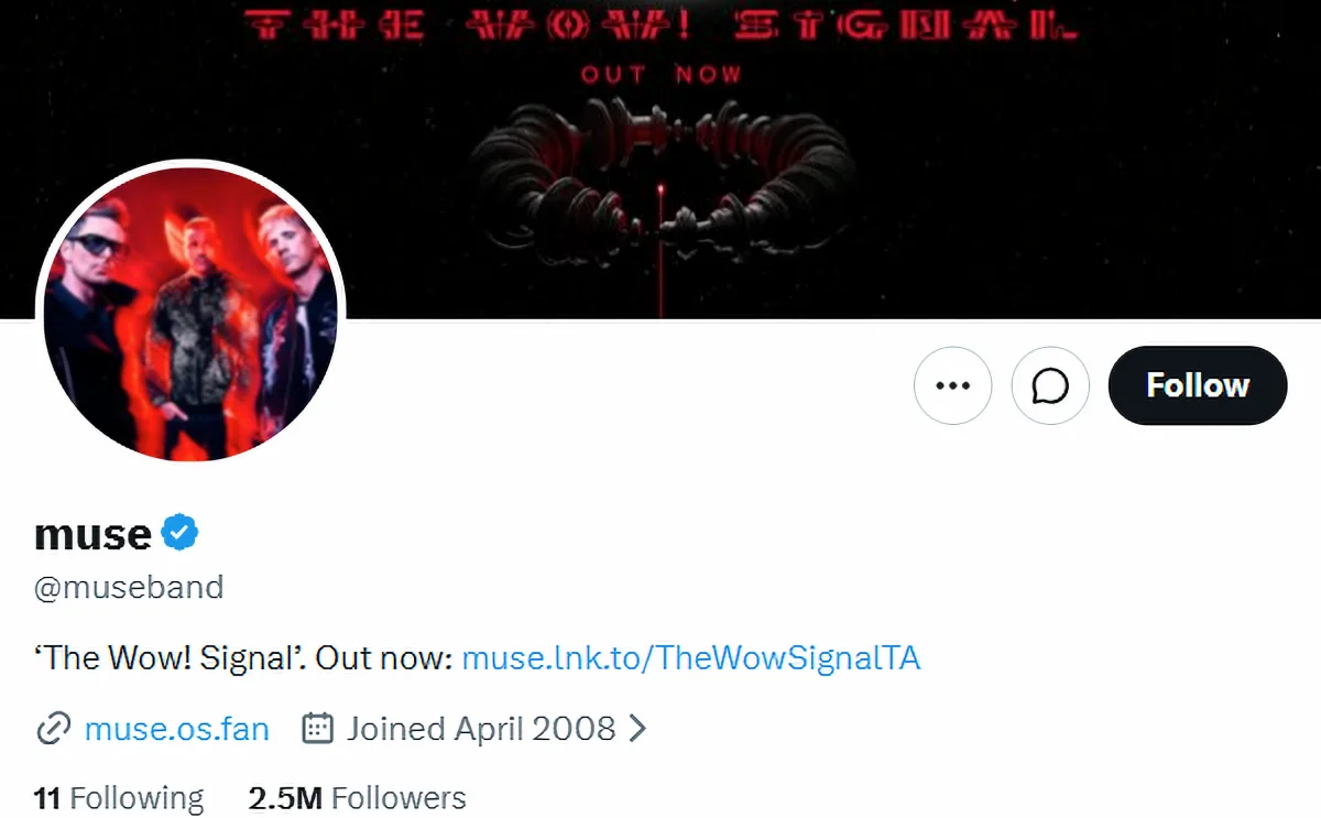 AI Meta Pakai @muse, Band Muse Harus Ganti Handle 5 Handle Twitter @museband